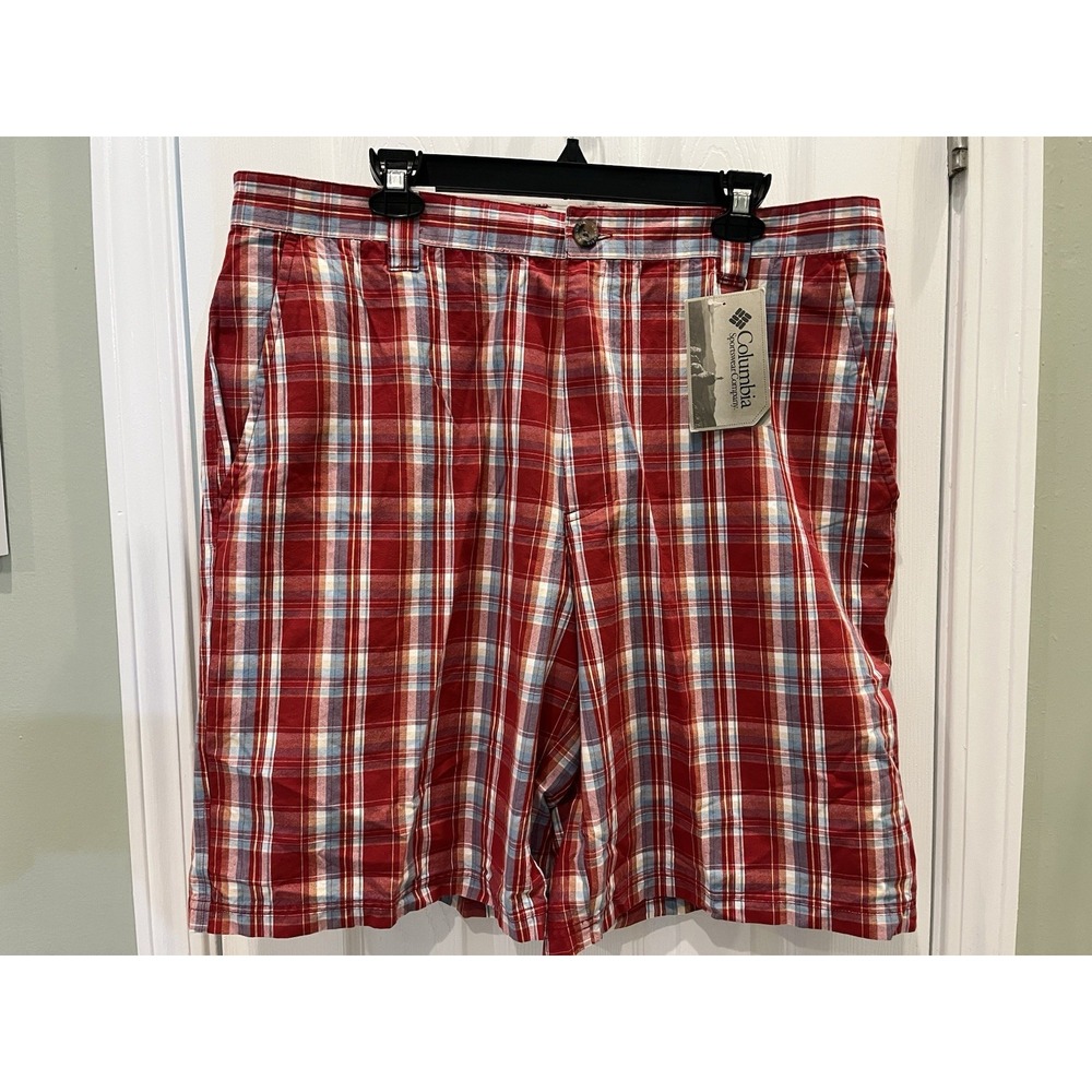 NWT Columbia Sportswear Men's 38x10‎ Plaid Chino Shorts AM4472 Flat Front Cotton